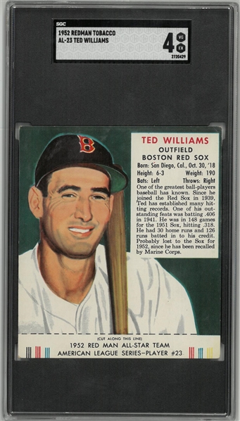 Ted Williams SGC 4 1952 Redman Tobacco
