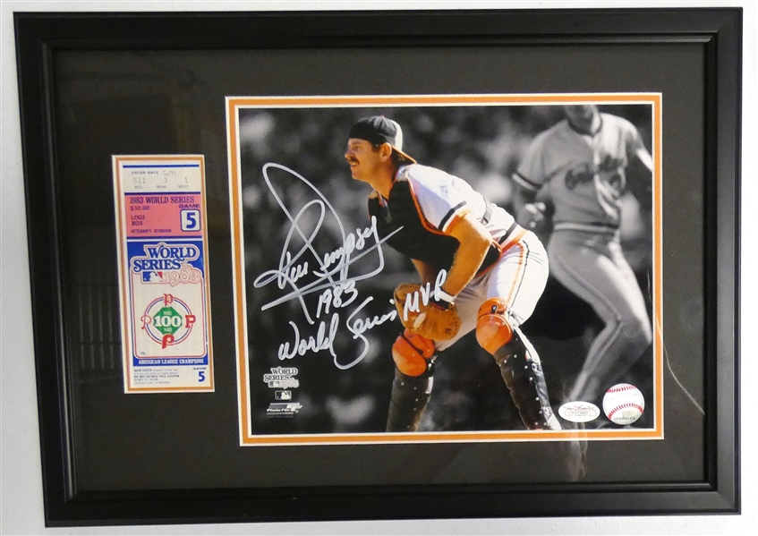 Rick Dempsey Autographed 1983 World Series Game 5 Ticket Display