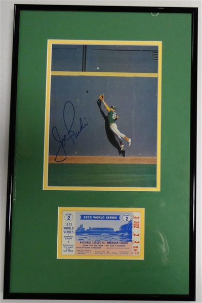 Joe Rudi Autographed 1972 World Series Game 2 Ticket Display