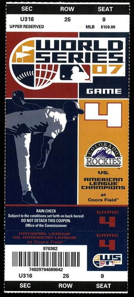 2007 World Series Game 4 Ticket