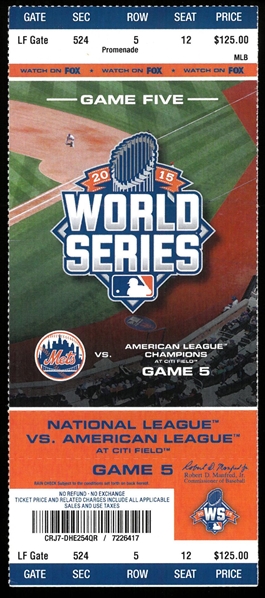 2015 World Series Game 5 Ticket