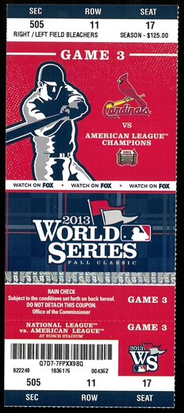 2013 World Series Game 3 Ticket