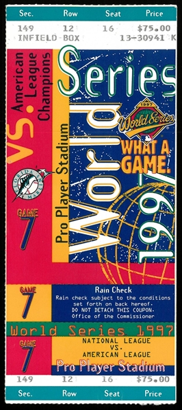 1997 World Series Game 7 Ticket