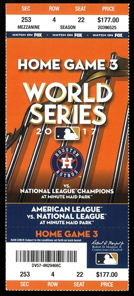 2017 World Series Game 5 Ticket