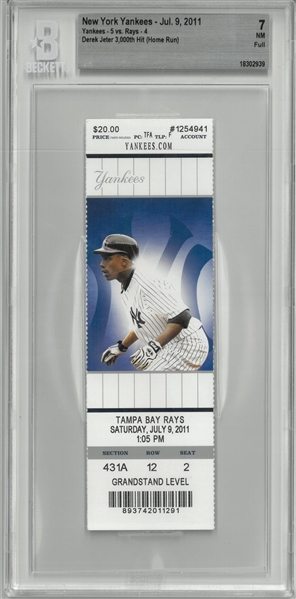 Derek Jeter BGS 7 3000th Hit Ticket