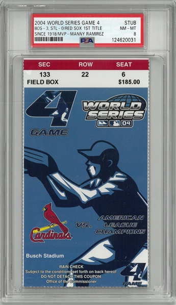 2004 World Series Game 4 Ticket - PSA 8