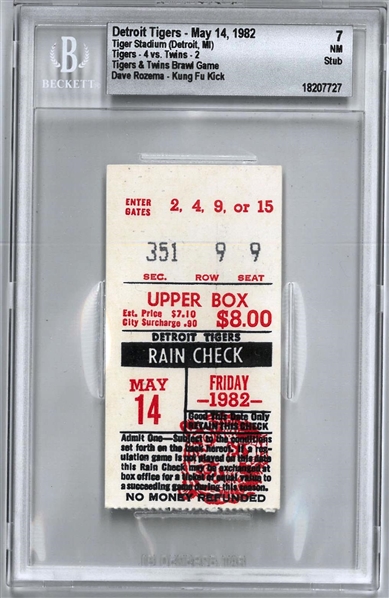 Dave Rozema Kung Fu Kick Ticket 5/14/1982 - BGS 7