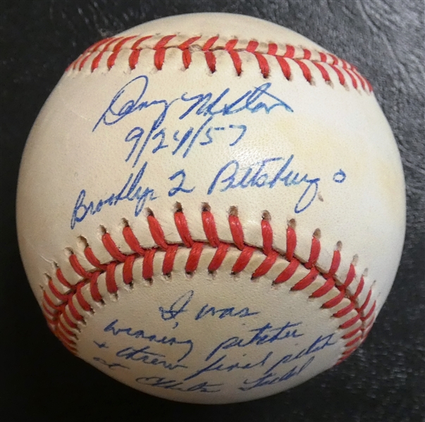 Danny McDevitt Autographed Baseball w/ Final Pitch Ebbets Field
