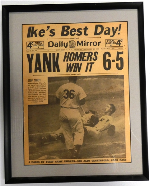 1955 World Series Framed Daily Mirror