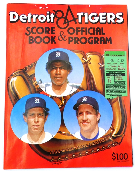 Detroit Tigers 9/15/1984 Scorebook & Ticket