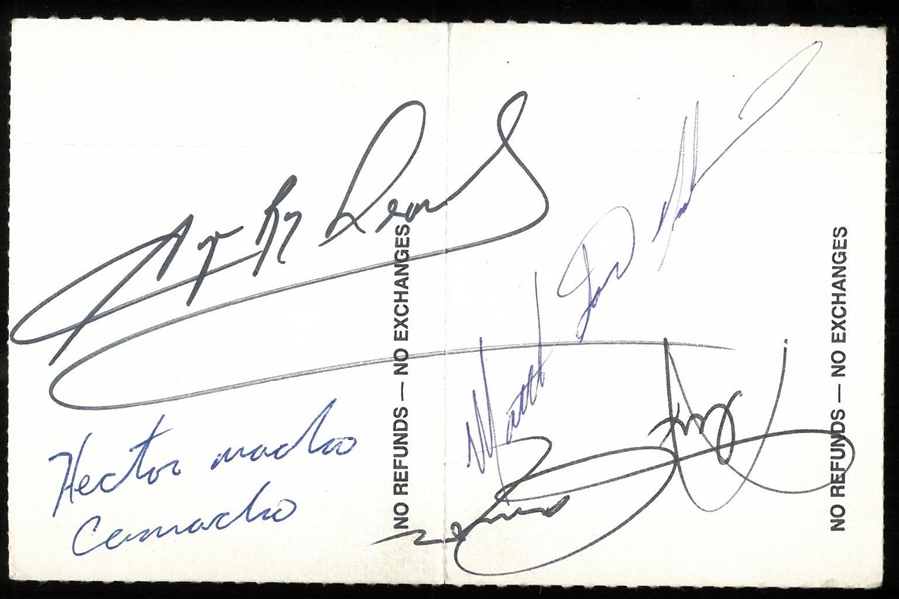 Sugar Ray Leonard, Hector "Macho" Camacho, Matthew Saad Muhammad & one other Autographed Ticket