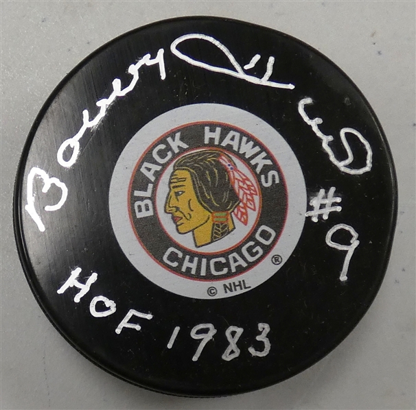 Bobby Hull Autographed Blackhawks Puck w/ HOF