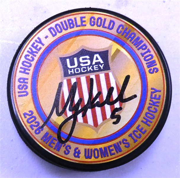 Megan Keller Autographed 2026 Gold Medal USA Puck