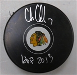 Chris Chelios Autographed Blackhawks Puck w/ HOF