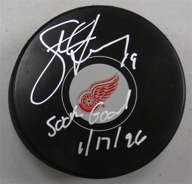 Steve Yzerman Autographed Red Wings Puck w/ 500th Goal