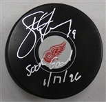 Steve Yzerman Autographed Red Wings Puck w/ 500th Goal
