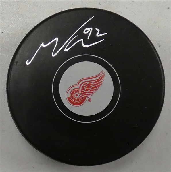 Marco Kasper Autographed Red Wings Puck