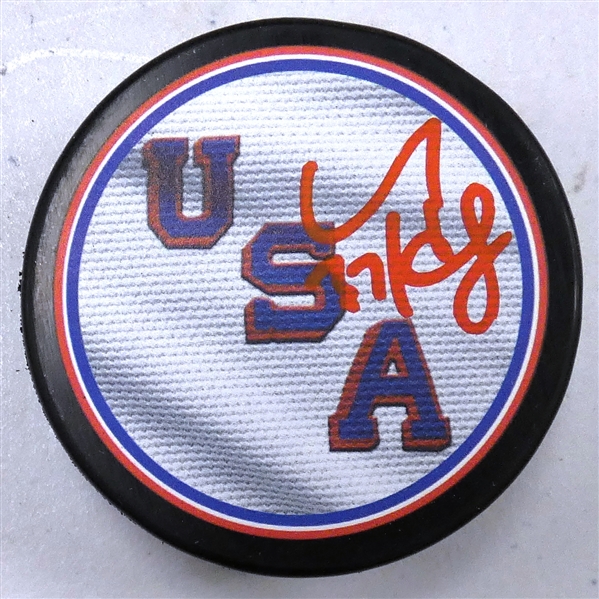 Connor Hellebuyck Autographed USA Puck