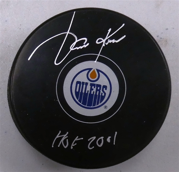 Jari Kurri Autographed Oilers Puck w/ HOF