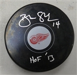 Brendan Shanahan Autographed Red Wings Puck w/ HOF