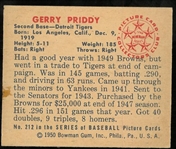 Gerry Priddy 1950 Bowman
